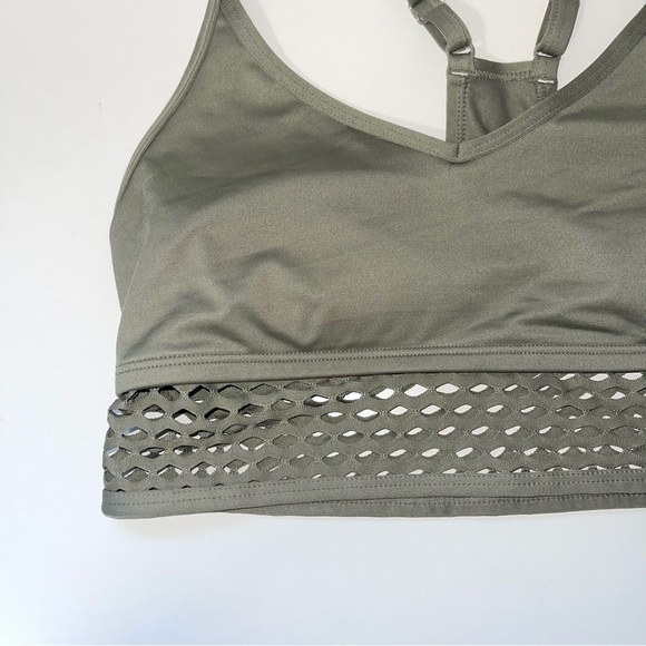 PINK Victoria’s Secret Ultimate Olive Green Mesh Racerback Sports Bra Medium - Picture 3 of 9